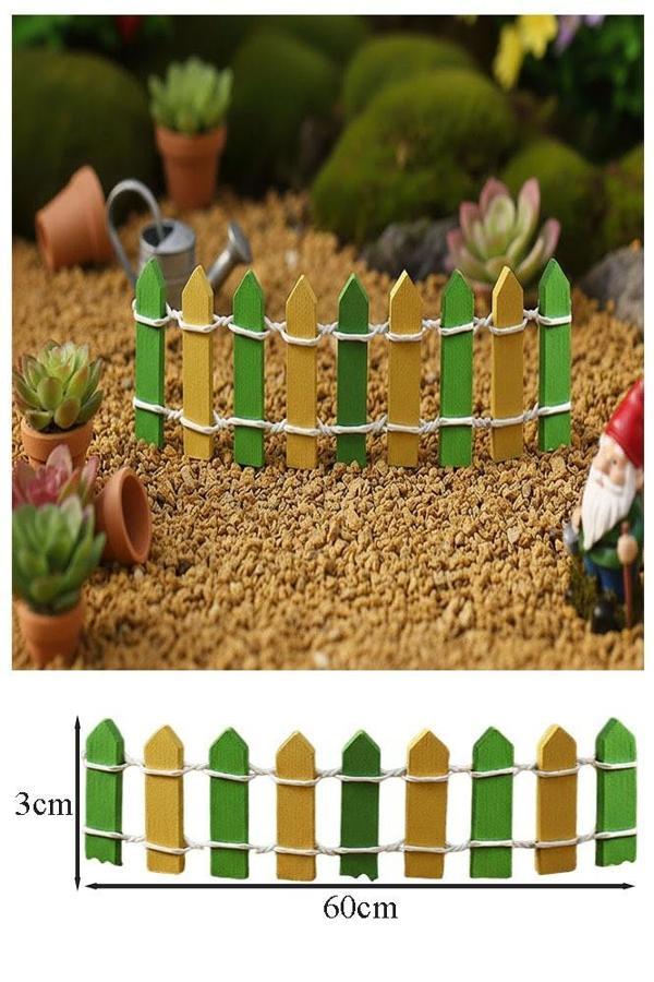 Mini Yeşil Renkli Bahçe Çiti 1 Adet 3x60 cm Teraryum Okul Ev Proje Renkli Minyatür Çit Ahşap Dekor - Image 1