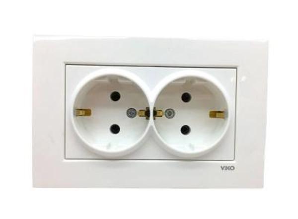 The Log İnvest Viko Karre 2li Topraklı Priz 9096 7056 - Image 1