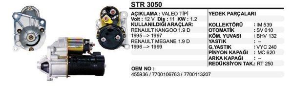 MARŞ MOTORU 11 DİŞ 12V D6R DİZEL RENAULT 19(95-97) / KANGOO / MEGANE 1.9 D (96-99)  VALEO TİP - Image 1