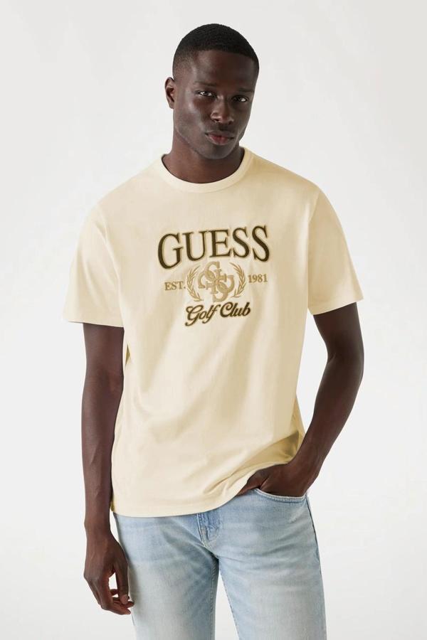 Guess Jersey Erkek Bej Regular Fit T-Shirt M5YI22K8FQ4-G1FE - Image 1