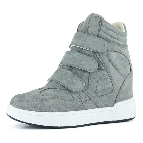 Erkan saçmacı Talvi Gri Süet Yuvarlak Burun Cırt Cırtlı Gizli Dolgu Topuklu Günlük Bot - Image 1