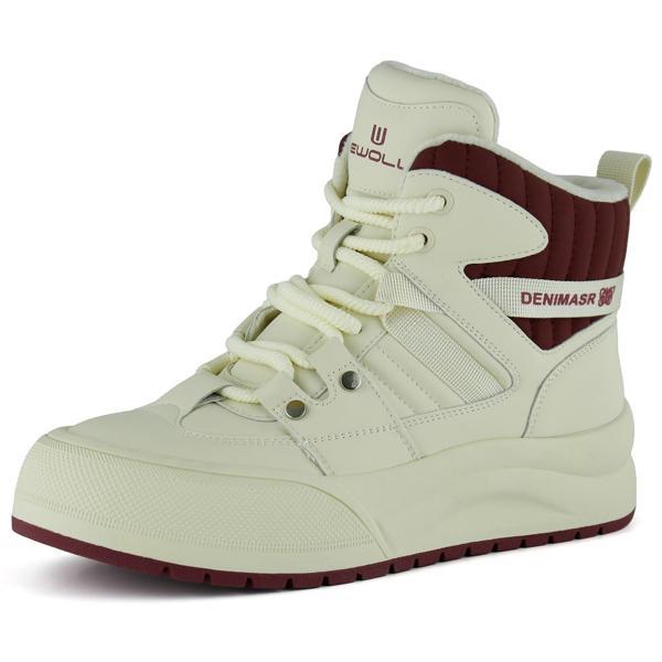 Erkan saçmacı Bej Bordo Vegan Bağcıklı Kürk Astarlı Yuvarlak Burun Günlük Bot - Image 1