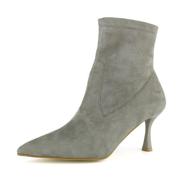 Erkan saçmacı Kimberly Vizon Süet Streç Sivri Burun Fermuarlı İnce Topuklu Günlük Bot - Image 1