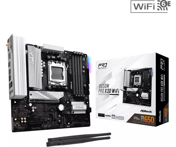 Asrock B650M Pro X3D WiFi AMD B650 Soket AM5 DDR5 8000(OC)MHz mATX Gaming (Oyuncu) Anakart - Image 1