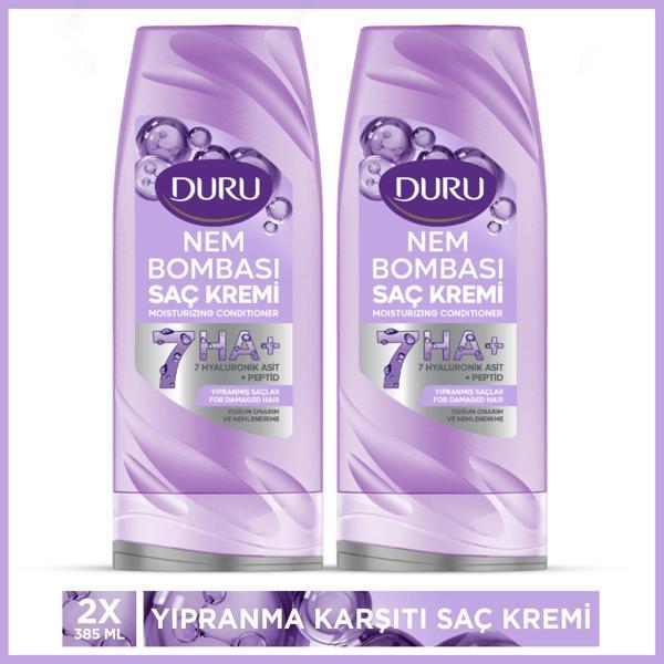 Duru Nem Bombası Yıpranmış Saçlar İçin Yoğun Onarıcı ve Nemlendirici Saç Kremi 2x385 Ml - Image 1