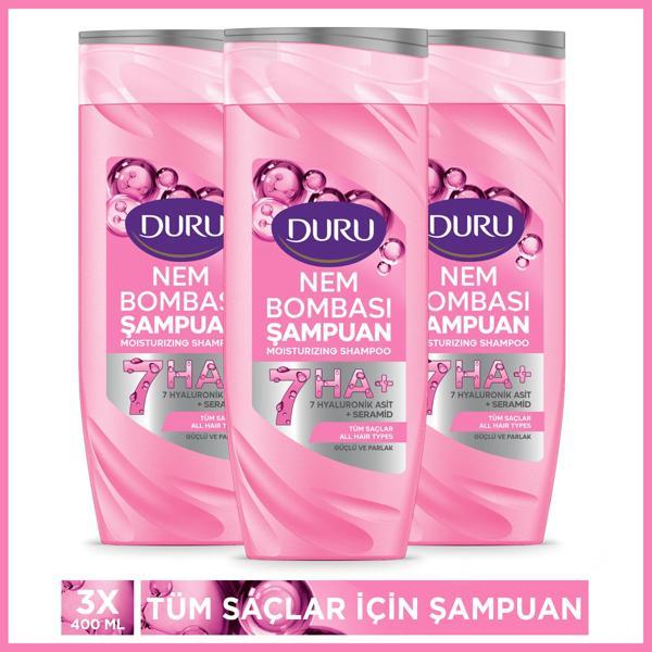 Duru Nem Bombası Tüm Saçlar İçin Şampuan 3x400 Ml - Image 1