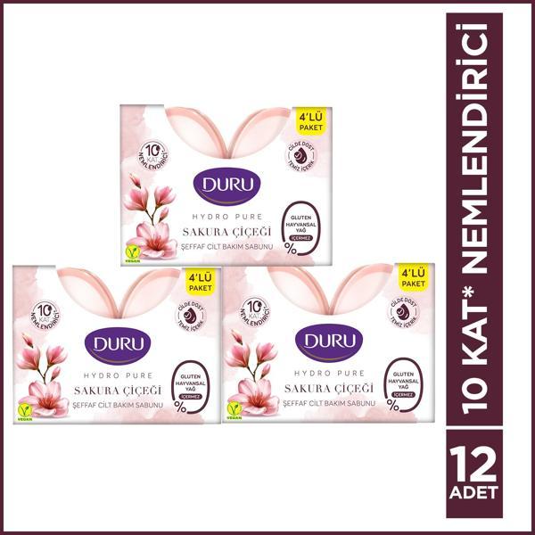 Duru Hydro Pure Sakura Çiçeği 12 Adet Şeffaf Cilt Bakım Sabunu 12x135 Gr - Image 1