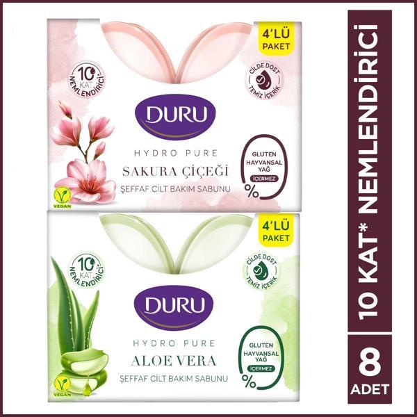 Duru Hydro Pure Aloe Vera & Sakura 8 Adet Şeffaf Cilt Bakım Sabunu 8x135 Gr - Image 1