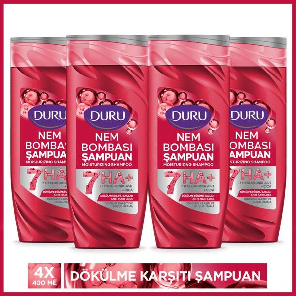 Duru Nem Bombası Dökülme Eğilimli Saçlar İçin Dökülme Karşıtı Şampuan 4x400 Ml - Image 1