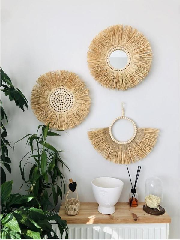 El Yapımı Hasır Rafya Duvar Süsü 3 lü set - Image 1