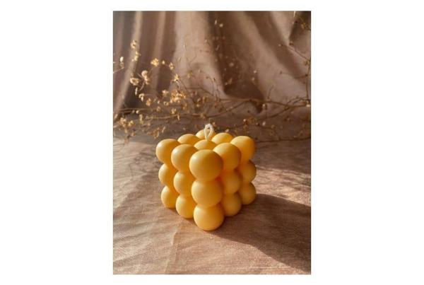 Modern Bubble Küp Mum sarı Dekoratif Mum 1 adet - Image 1