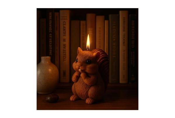 El Yapımı Kokulu sincap figürlü Dekoratif Mum 1 adet - Image 1