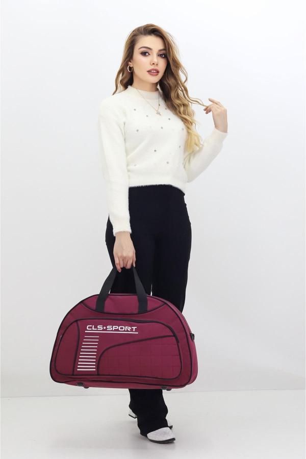 Bordo Spor ve Seyahat Çantası – Ayakkabı Bölmeli, Su Geçirmez, Omuz Askılı Antrenman Çantası - Image 1