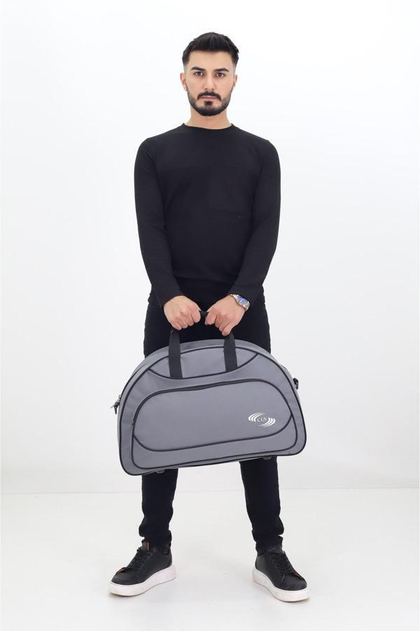 Gri Spor ve Seyahat Çantası – Ayakkabı Bölmeli, Su Geçirmez, Omuz Askılı Antrenman Çantası - Image 1