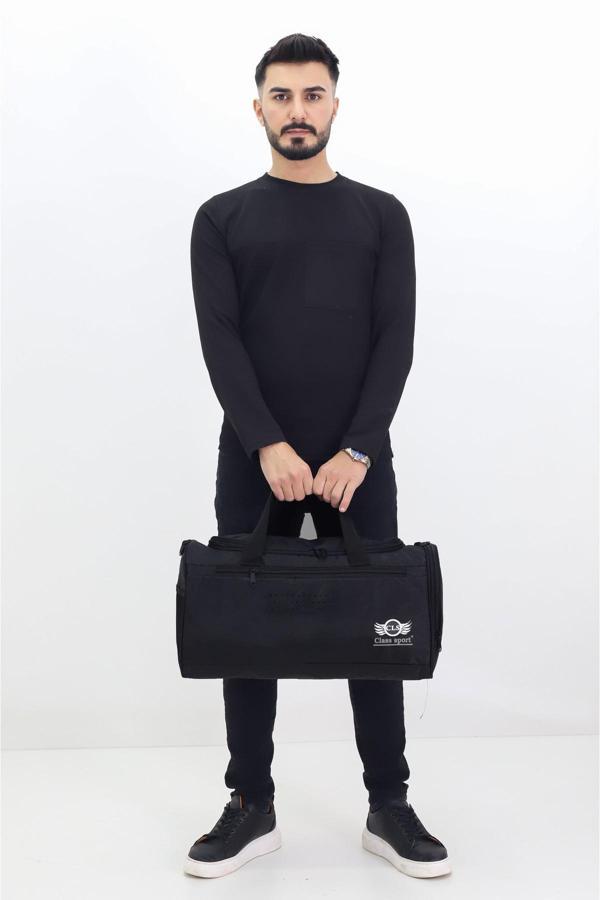 Siyah Spor ve Seyahat Çantası – Ayakkabı Bölmeli, Su Geçirmez, Omuz Askılı Antrenman Çantası - Image 1