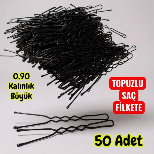 Technow Siyah 6 cm Büyük Topuzlu Kalın Saç Firketesi 0.90 Siyah 50 Adet - Image 1