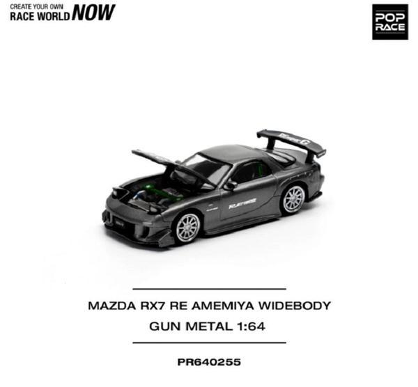 Pop Race 1/64 Mazda RX7 RE-Amemiya Widebody Gun Metal 255 - Image 1