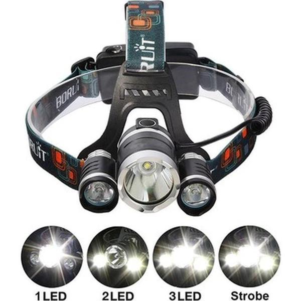 Boruit T6 Kafa Feneri 5000 Lumens 3Xcree Xm-T6+2R5 Lamba Led Kamp Lambası - Image 1