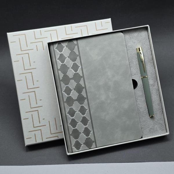 Kutulu Gri Defter Ve Metal Kalem Seti - Image 1