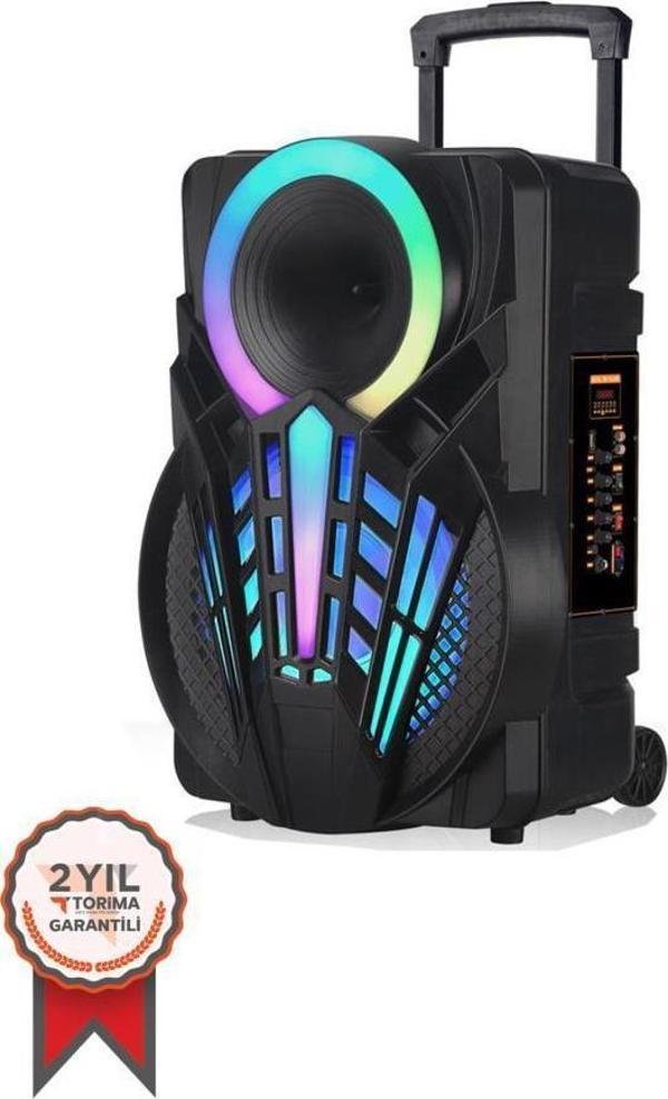 Torima NDR-P12 Mikrofonlu Kumandalı Rgb Ledli Taşınabilir Tekerlekli Bluetooth Hoparlör - Image 1