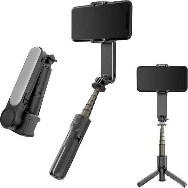 Torima L09 Profesyonel Işıklı Gimbal Öz Çekim Telefon Sabitleyici Video Çekimi Siyah - Image 1
