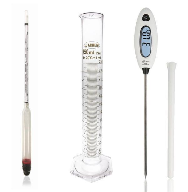 Eurodensimeter 0-20 Bomemetre Hidrometre 250ml Cam Mezür ve GM1311 Prob Termometre Seti Kaliteli - Image 1