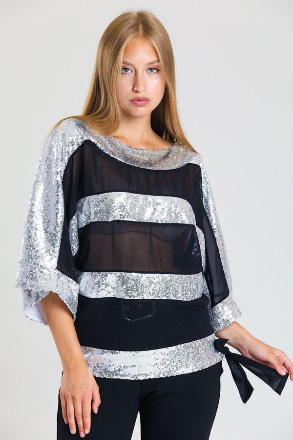 Sense Payet Garnili Şifon Bluz Grı Blz32684
Blz32684 - Image 1