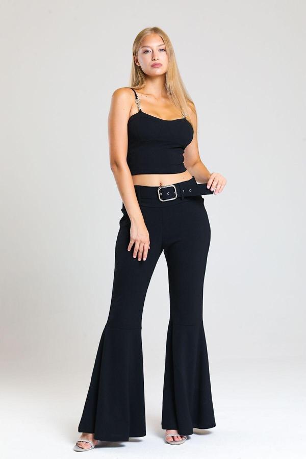 Sense Kumaş Kaplama Kemerli Diz Altı Volanlı Pike Pantolon Siyah Pnt32971
Pnt32971 - Image 1