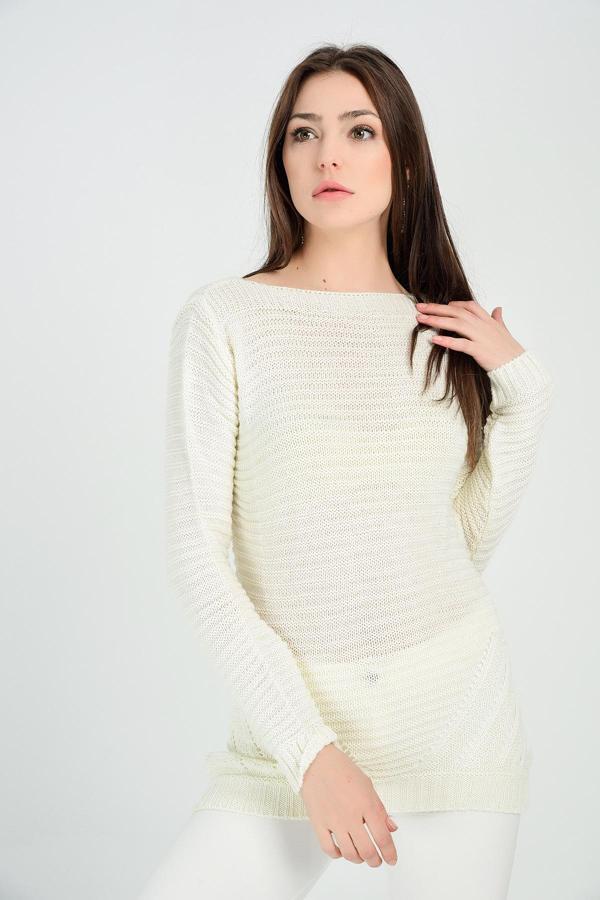 Sense Havuz Yaka Enine Saç Örgülü Etek Ucu Verev Şeritli Tri Ekru Trk18089
Trk18089 - Image 1