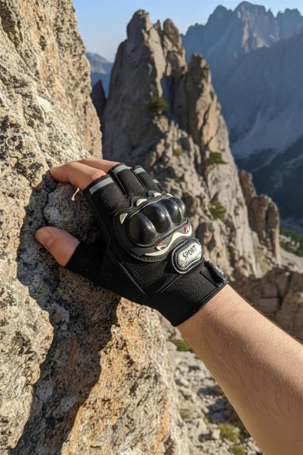 Unisex Korumalı Yarım Bisiklet Motorsiklet Eldiveni Parmaksız - Image 1