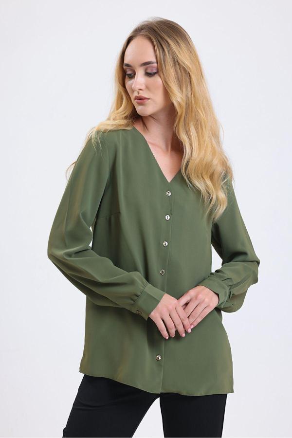 Sense Uzun Kol Jesika Gömlek | Gml34794 Hakı - Image 1