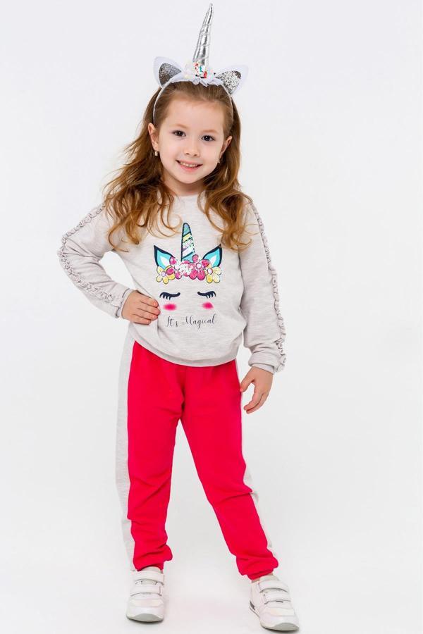 Breeze Kız Çocuk Eşofman Takımı Unicorn 1.5-5 Yaş, Bej Melanj - Image 1