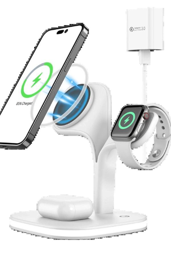 YM-UD22 Kablosuz Şarj Masaüstü Set - Beyaz-(5796) - Image 1