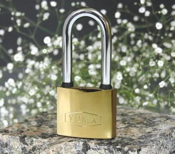 Sarı Kaplama Döküm Uzun Asma Kilit 50mm - Image 1