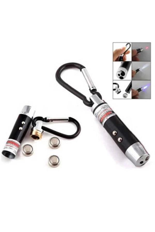 El Feneri Anahtarlık Işıklı Anahtarlık 3 Fonksyonlu Lazer Led Fener - Image 1