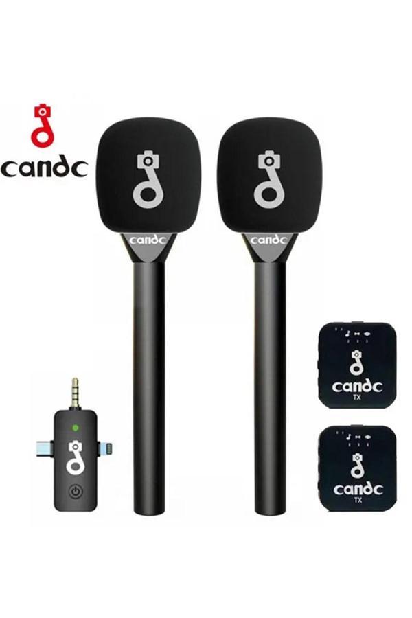 Çift Mikrofonlu Profosyonel Kablosuz Yüksek Kaliteli Ses Kaydı Röportaj Mikrofonu - Image 1