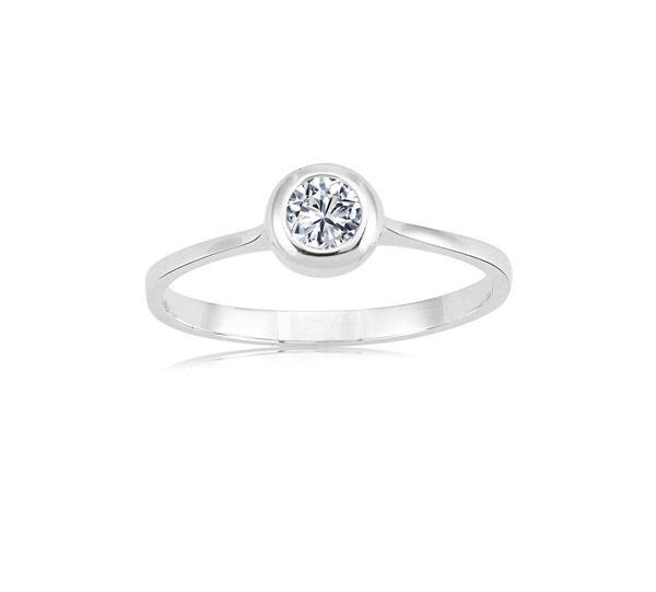 Fasek Gold 925 Ayar 0.25 Ct Gümüş Yüzük Swarovski Taşlı Sıvamalı Tektaş Gümüş Yüzük Gümüş Yüzük - Image 1