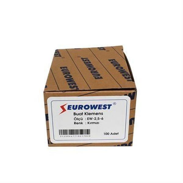 Eurowest 0,50-2,5mm Geçmeli Buat Klemensi Kırmızı - 1 Paket 100 Adet - Image 1