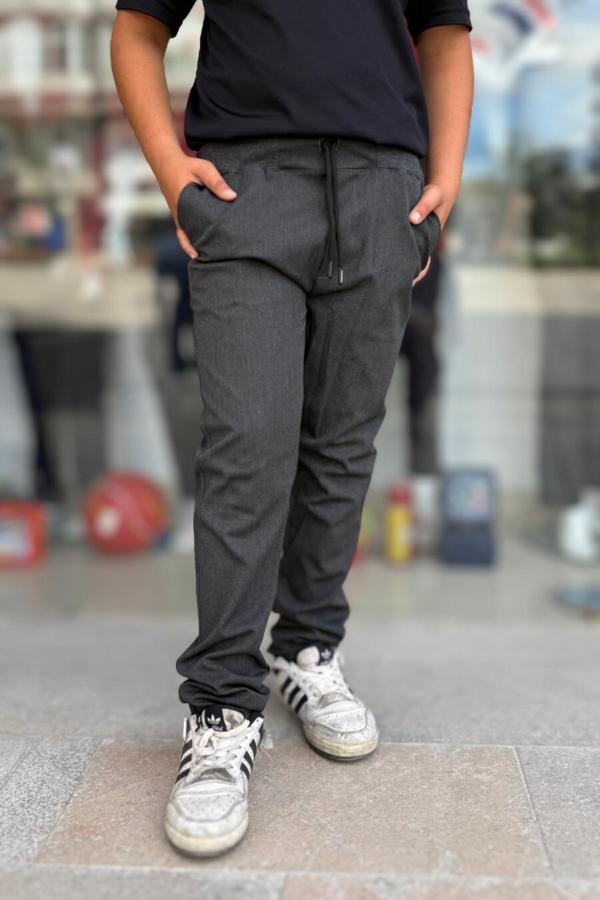 Yakamel Çocuk Trend Beli Bağlamalı Ayarlanabilir Ortaokul Okul Pantolon - Image 1