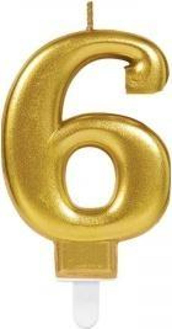 Parti Aksesuar Parti Malzemeleri 6 Rakam Mum Gold Renk - Image 1