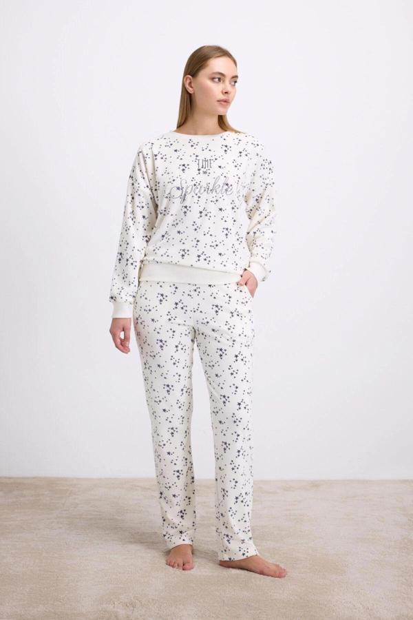 MDB MdbShop Yıldız Desenli Tencel Pamuklu 2li Pijama Takımı - Image 1