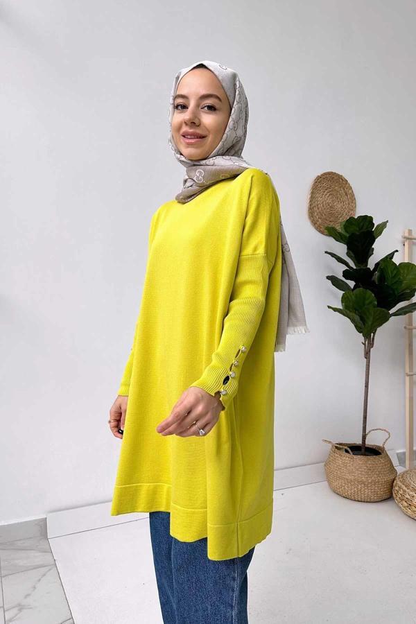 Kol Detay Merserize Tunik - Yağ Yeşili - Image 1