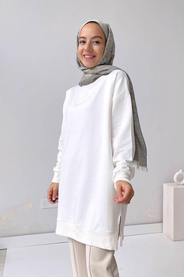 Basic Sweatshirt - Beyaz - Image 1
