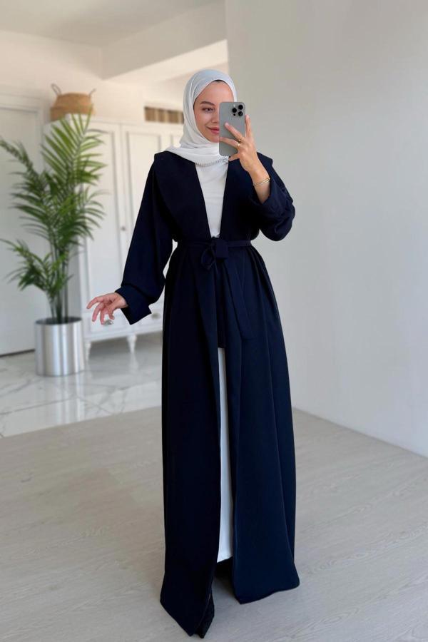 Sırt Detay Dökümlü Abaya - Lacivert - Image 1