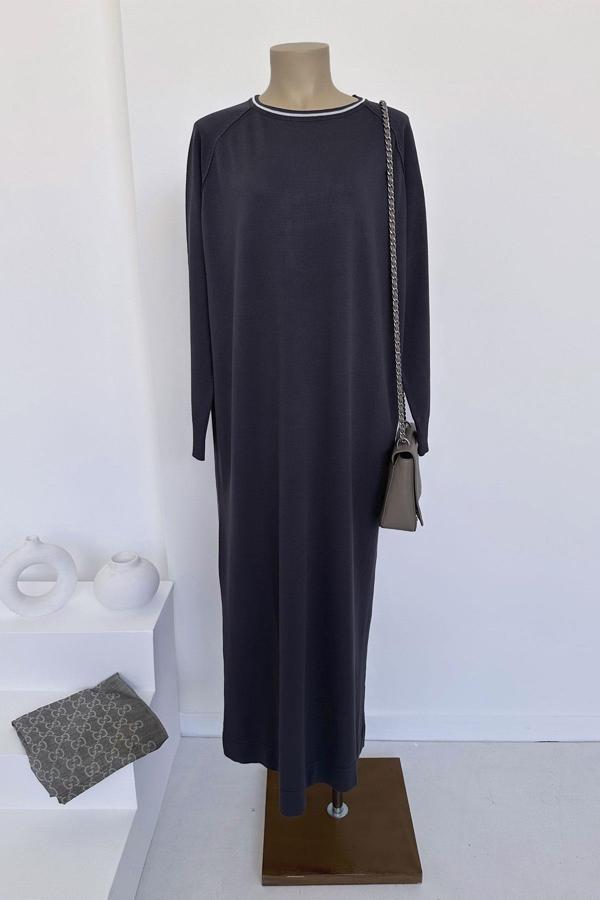 Reglan Merserize Elbise - Antrasit - Image 1