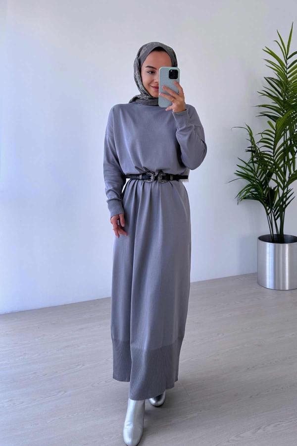 Merserize Elbise - Gri - Image 1