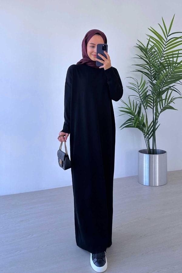 Merserize Elbise - Siyah - Image 1