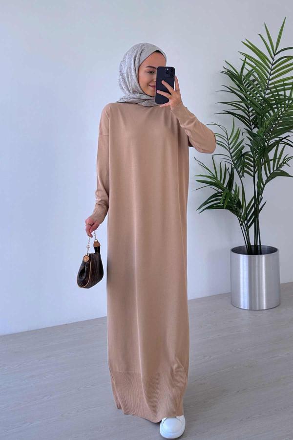 Merserize Elbise - Sütlü Kahve - Image 1