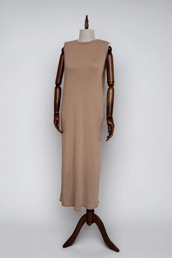 Merserize Kolsuz Elbise - Camel - Image 1