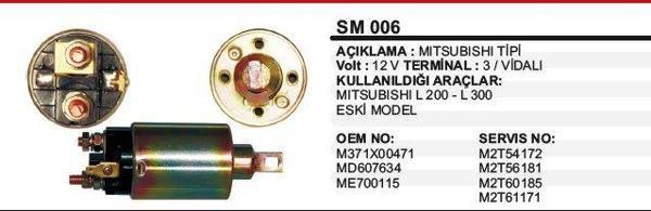 MARŞ OTOMATİĞİ 12V EM MITSUBISHI L200/L300 CIVATALI M372X6871 MITSUBISHI TİP - Image 1